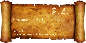Prommer Lili névjegykártya
